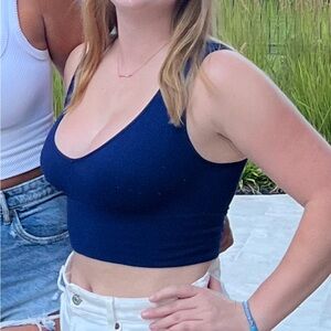 Rock and Rags Blue Take The Plunge V neck Top